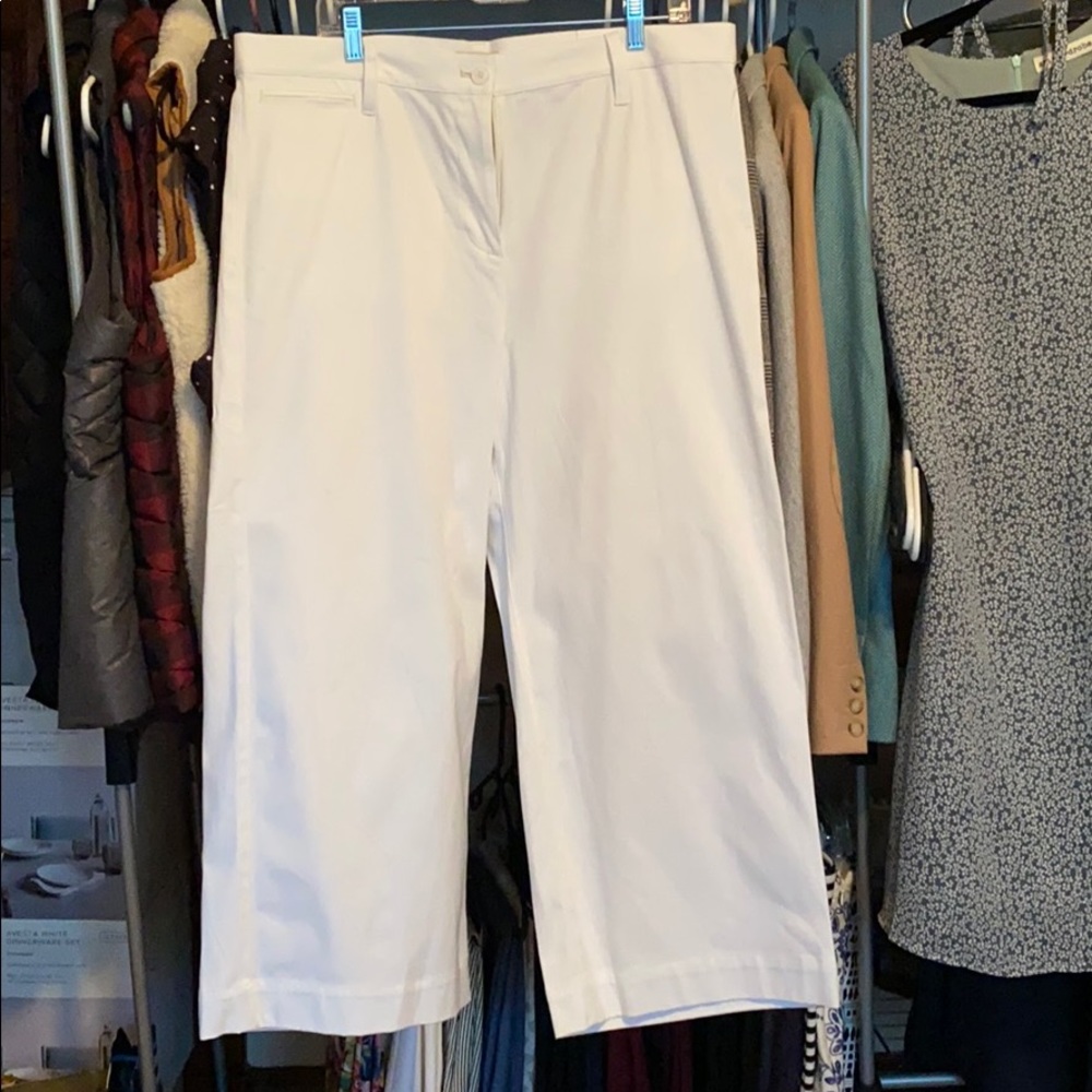 NWT White LOFT Outlet Wide Leg Crop Pants, Size 14